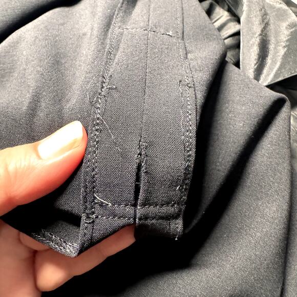 MaxMara Longline Coat Navy Blue Wool Blazer Classic Career Minimalist Size 12 - Picture 15 of 16